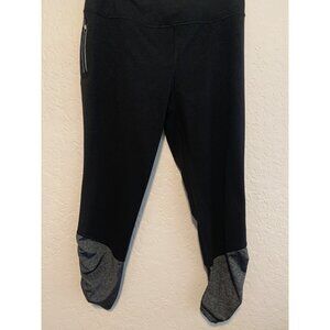 VSX Sport Victoria Secret Leggings Black W/Grey Ruching Size M